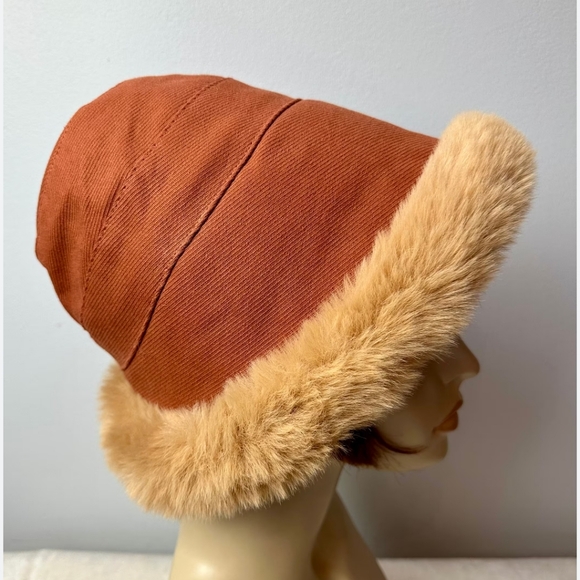 70’s shearling hood hat, unique unusual design- vintage soft warm cozy - Picture 2 of 5